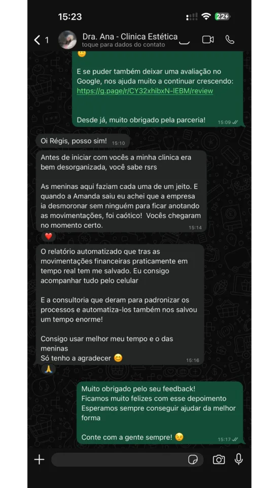 Feedback Clinica Estética
